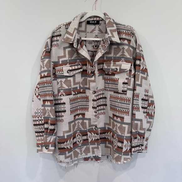 Blue B Aztec Western Shacket - Size L - Picture 9 of 10